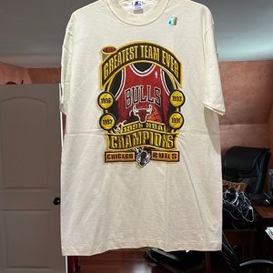 NBA Chicago Bulls T-shirt 1996 the greatest team ever white cotton T-shirt XL!